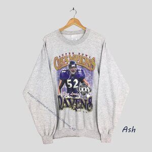 Vintage Baltimore Ravens NFL Gray Sweatshirt Ray Lewis Super Bowl